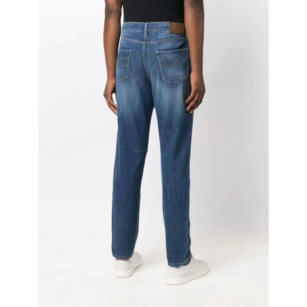 BRUNELLO CUCINELLI Men's Straight Leg Denim Jeans Men BLUE Pants - Picture 2 of 5